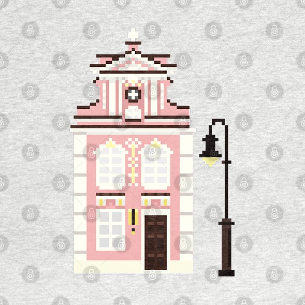 Cute Pink Building Pixel Art by toffany's